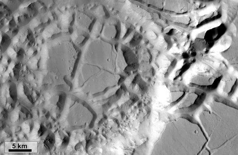 Ansicht eines chaotischen Terrains auf dem Mars. 