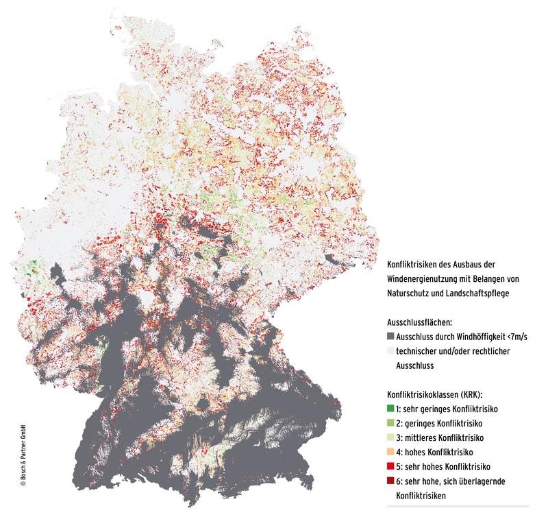 Karte potentieller Gebiete für Windkraft in Deutschland