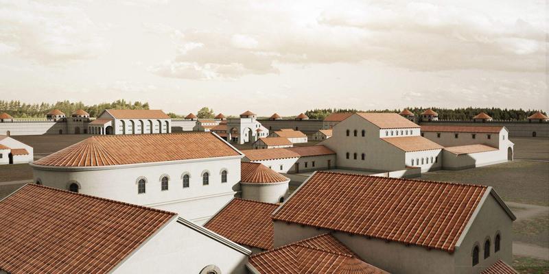 Panoramablick über die dreidimensionale Rekonstruktion der Festung von Keszthely-Fenékpuszta