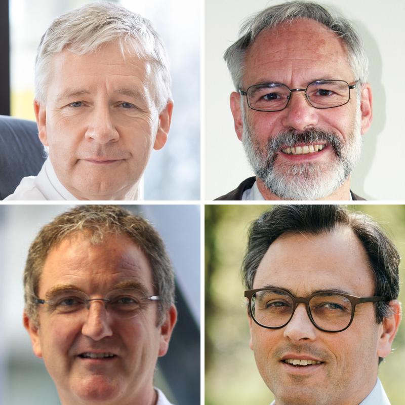 im Uhrzeigersinn von links oben: Prof. Marx, Prof. Schuppert, Prof. Karagiannidis, Prof. Weber-Carstens