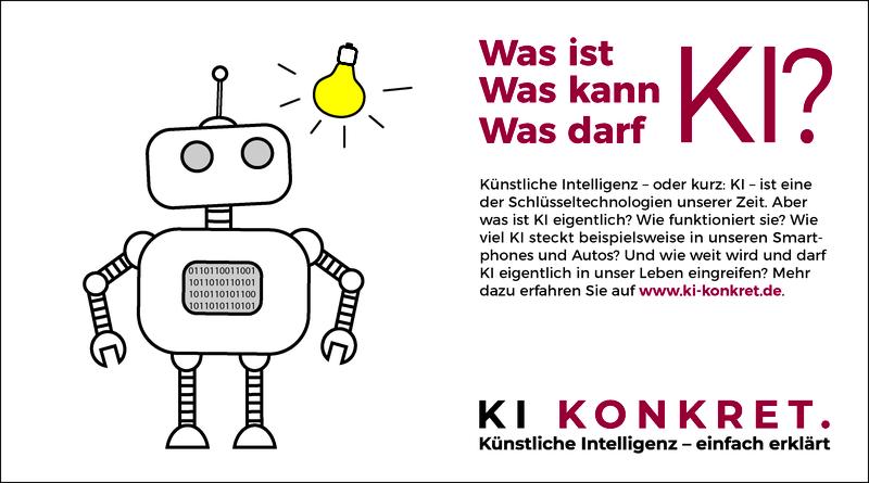 Was ist KI? Was kann KI? Was darf KI? Anschaulich und leicht verständlich erklärt die Plattform Lernende Systeme auf www.ki-konkret die Zukunftstechnologie.