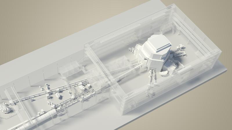 Diese 3-D-Grafik zeigt die SINQ, die zur Herstellung von Radionukliden für medizinische Zwecke dient.