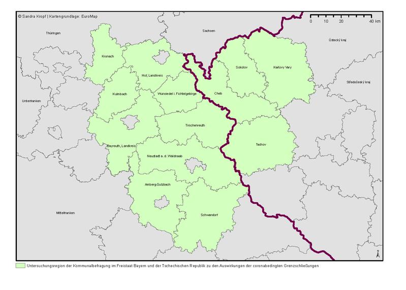 In den farblich markierten Regionen befragten Patrick Reitinger und Lukáš Novotný Bürgermeisterinnen und Bürgermeister.