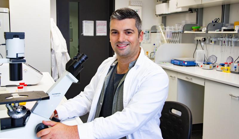  Dr. Gerti Beliu in his laboratory.