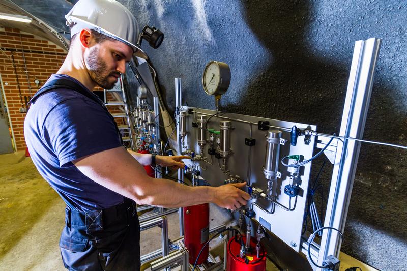 View of the underground laboratory in the research and teaching mine of the TU Freiberg.