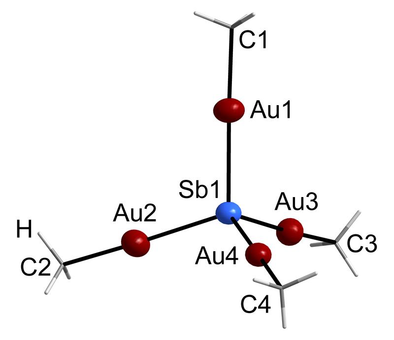 Das Schema zeigt das molekulare Anion der Titelverbindung mit dessen Atomen in der so genannten Kalottendarstellung. 