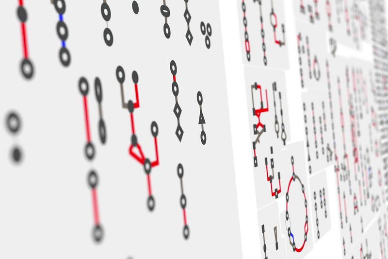 Das computergestützte Modell von Bakterien-Gemeinschaften. 