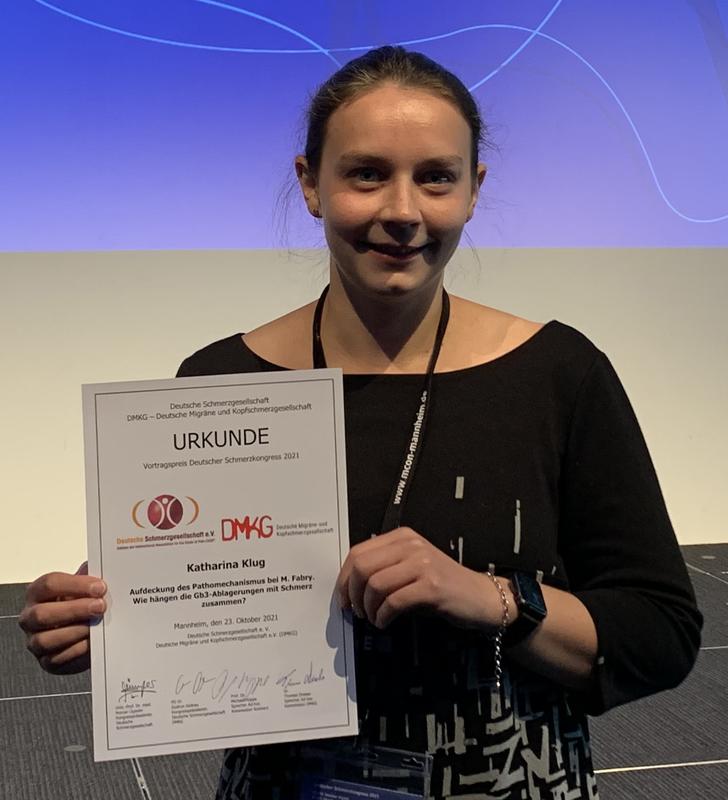 Katharina Klug erhielt den Vortragspreis Top Young Science 2021 der Deutschen Schmerzgesellschaft.