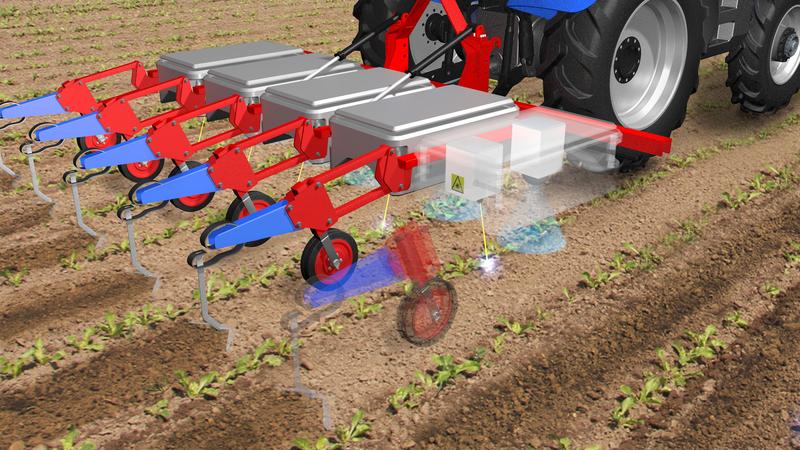 Vision of a weed control system that combines hoeing technology with laser technology for environmentally compatible sugarbeet cultivation. (