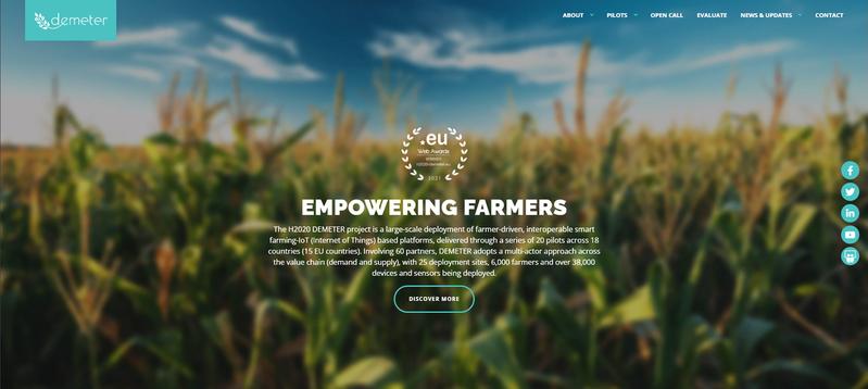 Website des H2020 EU-Projekts »DEMETER – Empowering Farmers«
