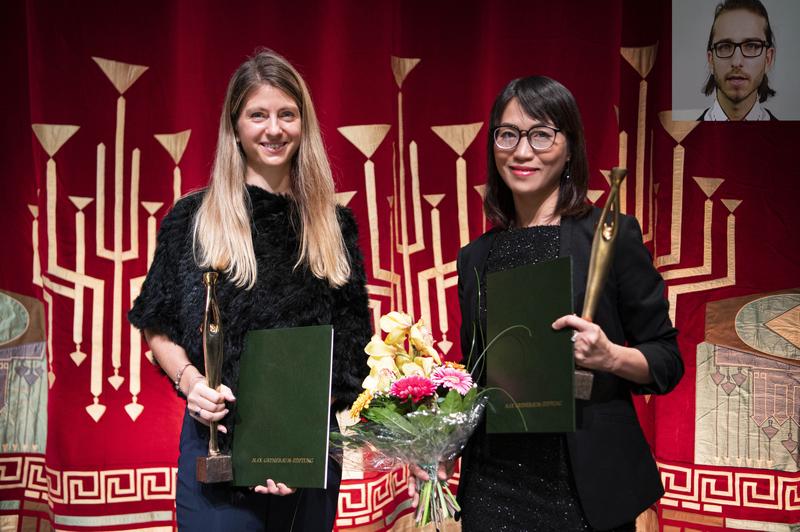 Dr. Costanza Rodda (li.) und Dr. Thi Thu Trang Nguyen, im Hiuntergrund auf der Leinwand Bojan Kahlau.