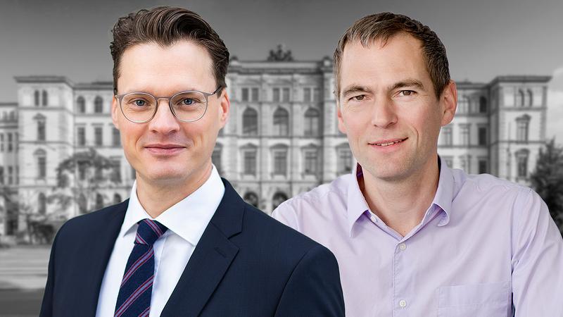 Prof. Dr. Jonas Hensel (l.) und Prof. Dr. Florian Gunter Röhrbein wurden neu an die TU Chemnitz berufen. 