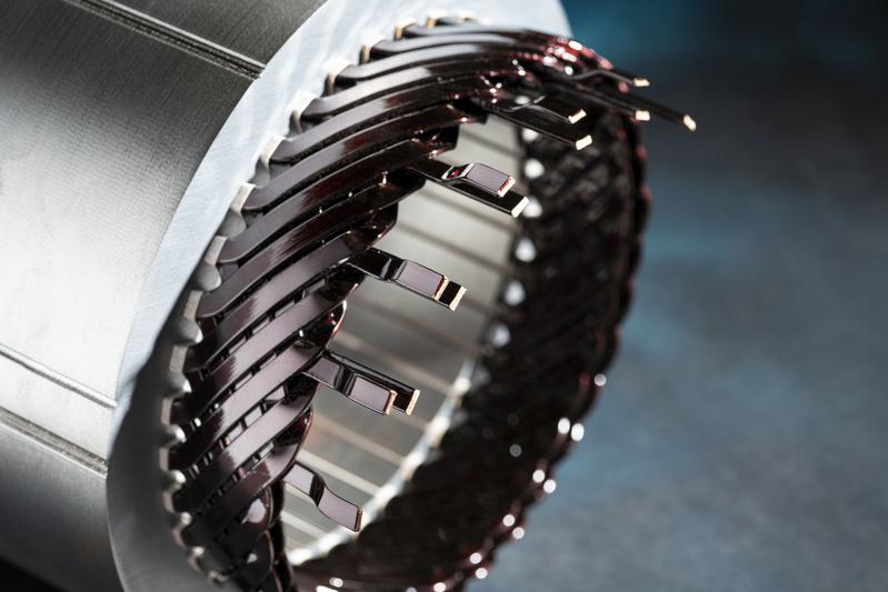 Stator mit Hairpin-Wicklung aus der Pilotphase des Forschungsvorhabens AgiloDrive am KIT. (Foto: Markus Breig, KIT)