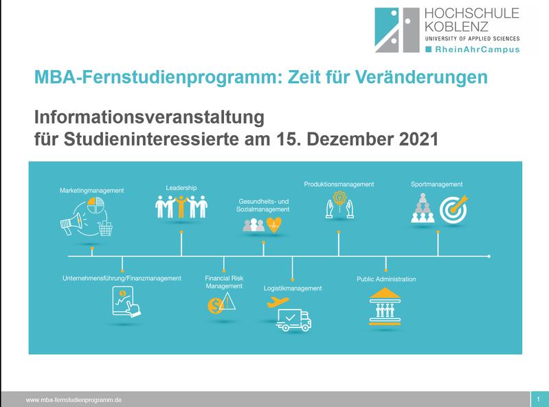 Virtuelle Info-Veranstaltung zum MBA-Fernstudienprogramm