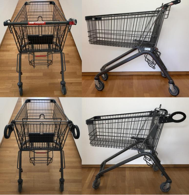 Die Position der Halterungen eines Einkaufswagen hat Einfluss auf das Kaufverhalten von Konsumentinnen und Konsumenten.