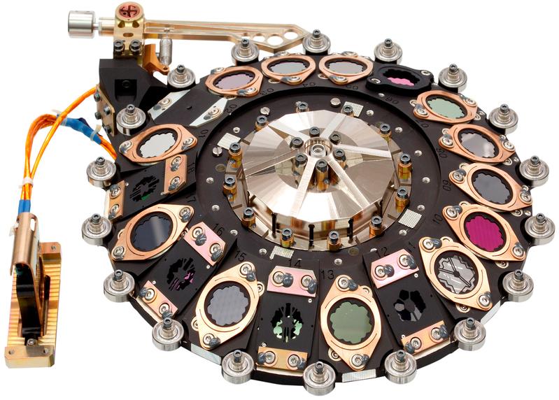 Filterrad des MIRI-Instruments an Bord des Weltraumteleskops James Webb