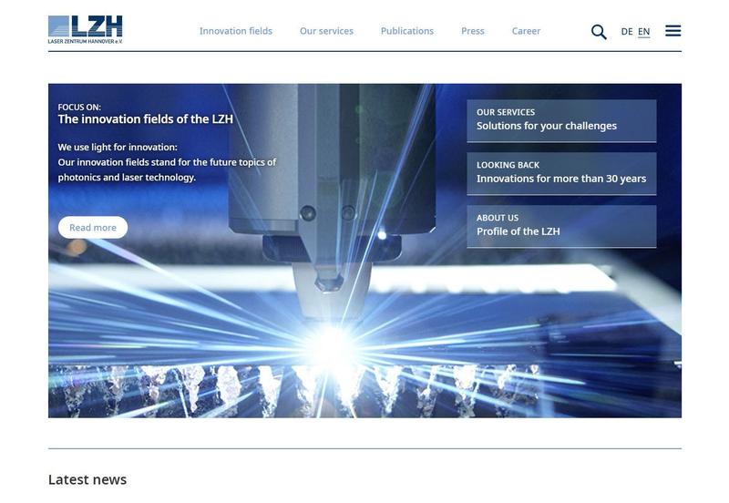 The new website www.lzh.de puts the innovation fields and the services of the LZH in the foreground.