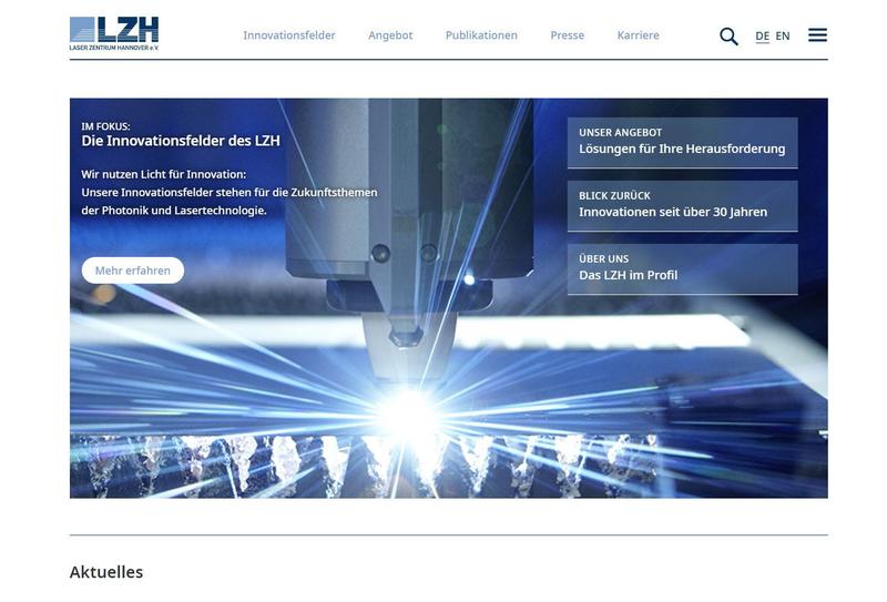 Die neue Webseite www.lzh.de stellt die Innovationsfelder und das Angebot in den Vordergrund.