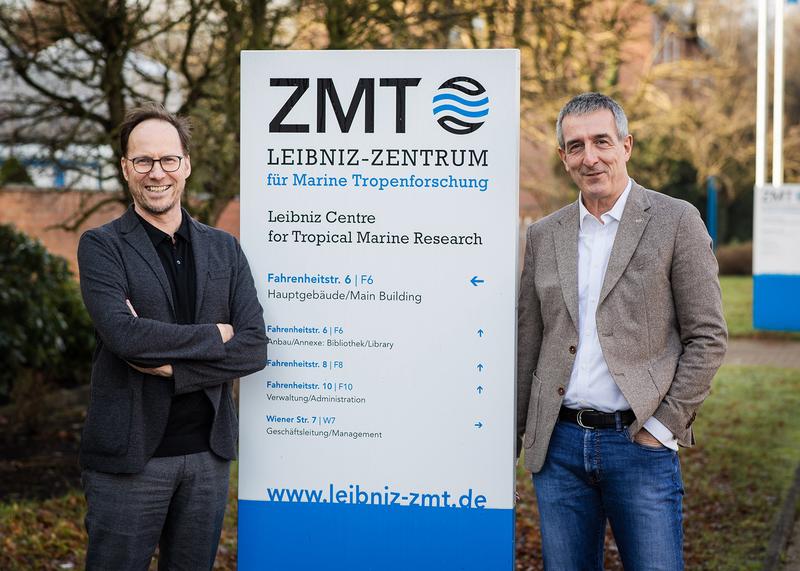 The management of the Leibniz Centre for Tropical Marine Research (ZMT) in Bremen now consists of Prof. Dr. Raimund Bleischwitz, Scientific Director (pictured left), and Dr. Nicolas Dittert, Administrative Director (pictured right).