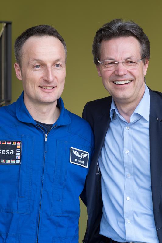 Matthias Maurer und Frank Mücklich an der Universität des Saarlandes im Jahr 2017