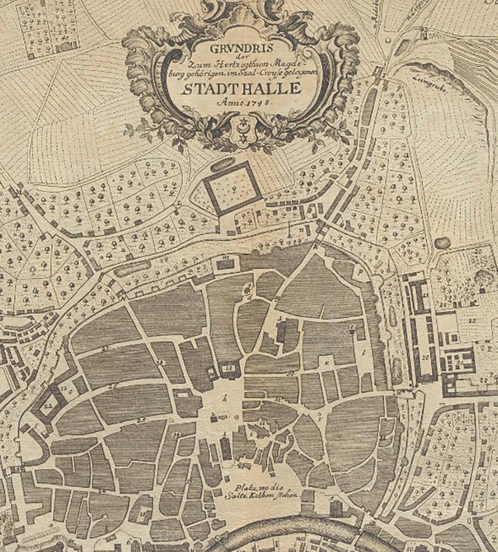 Stadtplan von Halle aus dem Jahr 1748