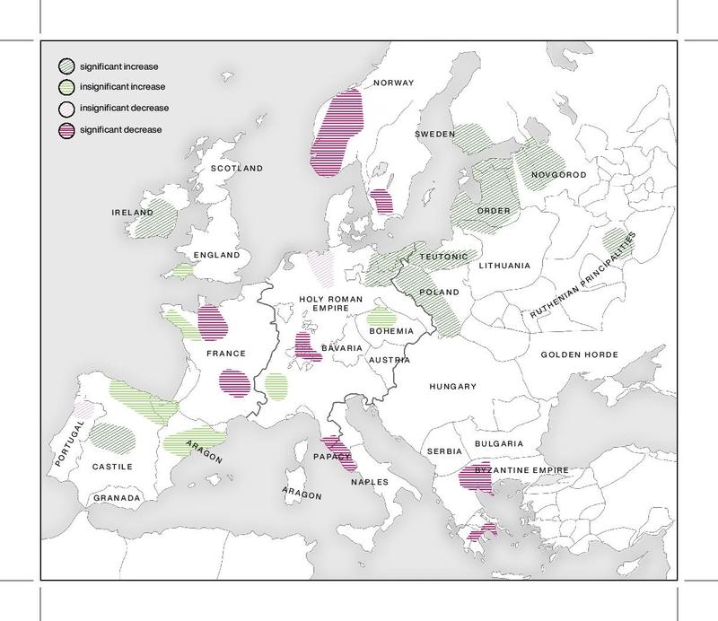 Vom BDP ermittelte regionale Szenarien der demografischen Auswirkungen der Pest.