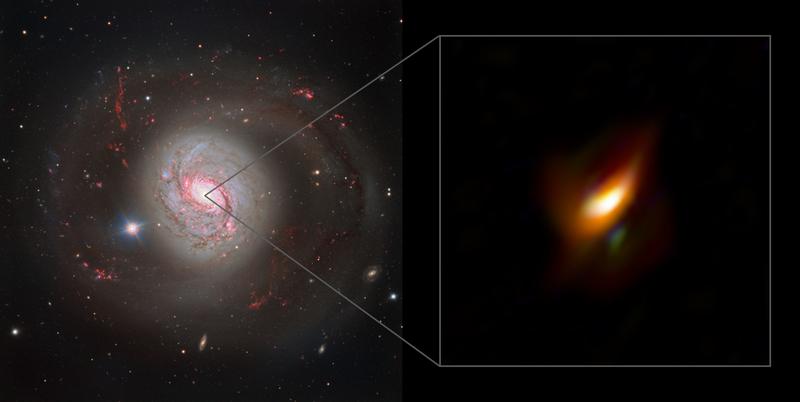 Die Galaxie Messier 77 mit Nahaufnahme ihres aktiven Kerns