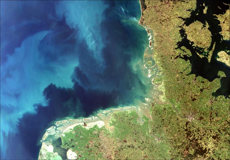 The DAM research mission takes a look at the use of Germany's coasts. Photo: Hereon/ Data from ESA MERIS