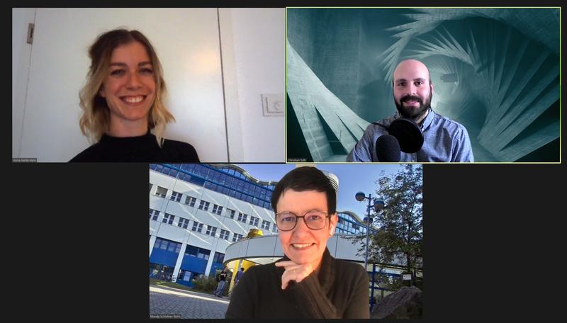 Waren mit ihrem Projekt beim Wettbewerb erfolgreich: Anna Hartenstein (links, oben) Dr. Christian Toth und Professorin Dr. Mandy Schiefner-Rohs.