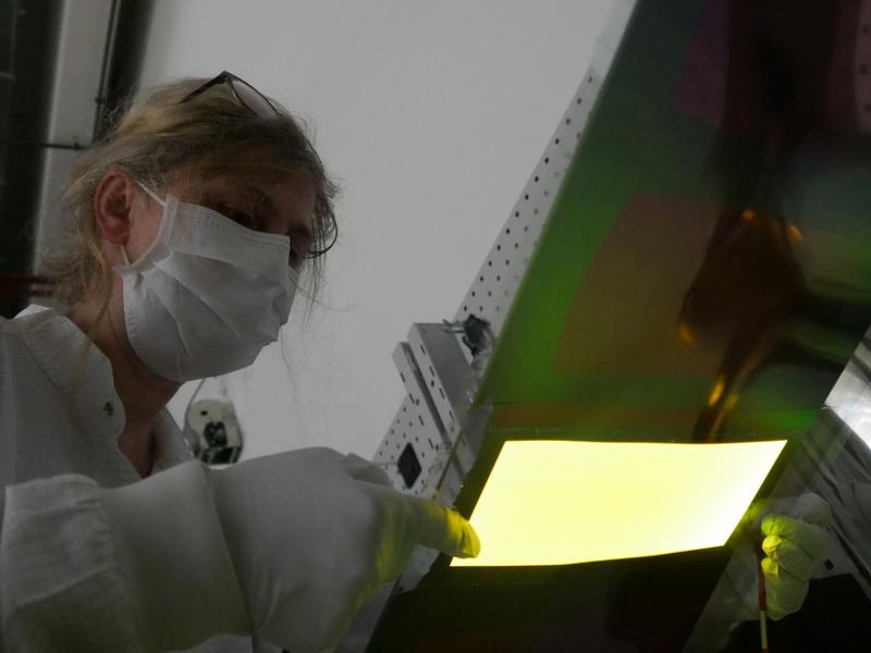 Initial inspection of an OLED after Roll-to-Roll processing and  before laser singulation