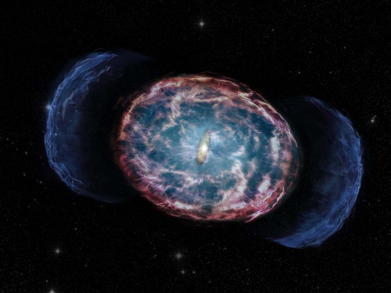 Artist's conception of a kilonova, which occurs after the merger of neutron stars.