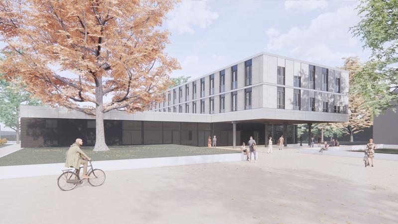 Blick in die Zukunft: Der Zeuthener DESY-Campus mit SDMC-Gebäude. 