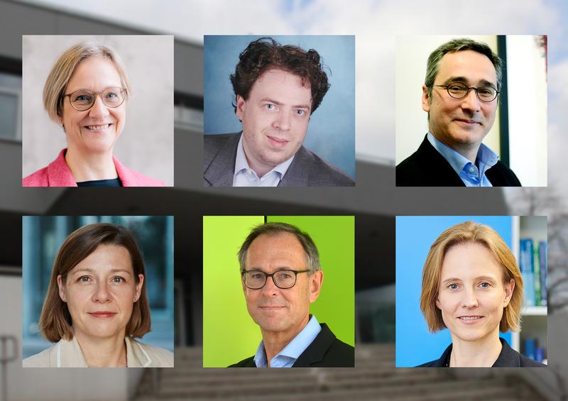 Sie diskutieren am 7. März im ZiF: (oben, v. li.): Prof’in Dr. Angelika Epple (Moderation), Prof. Dr. Andreas Vasilache, Prof. Dr. Frank Grüner sowie (unten v. li.) Gabriele Woidelko,  Prof. Dr. Andreas Zick und Prof’in Dr. Gwendolyn Sasse.