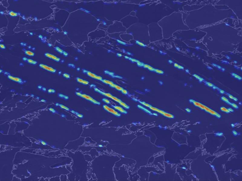 Not a comet shower at night, rather image regions (red) in the bainite phase found to be relevant by the model.