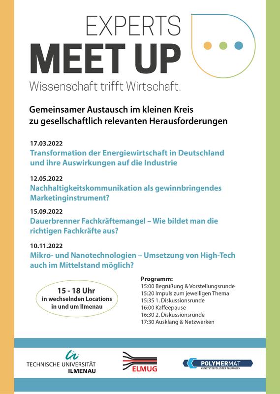 Logo des neuen Gesprächsformats der TU Ilmenau „Experts Meet Up – Wissenschaft trifft Wirtschaft“