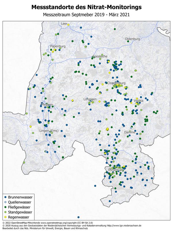 Auf der Karte des Untersuchungsgebiets sind die Probenahmestellen markiert.