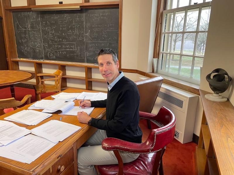 Professor Székelyhidi is currently researching in the Einstein Room at the Institute for Advanced Study.