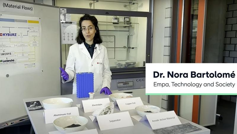 Empa researcher Nora Bartolomé is looking for new recycling methods for lithium-ion batteries.