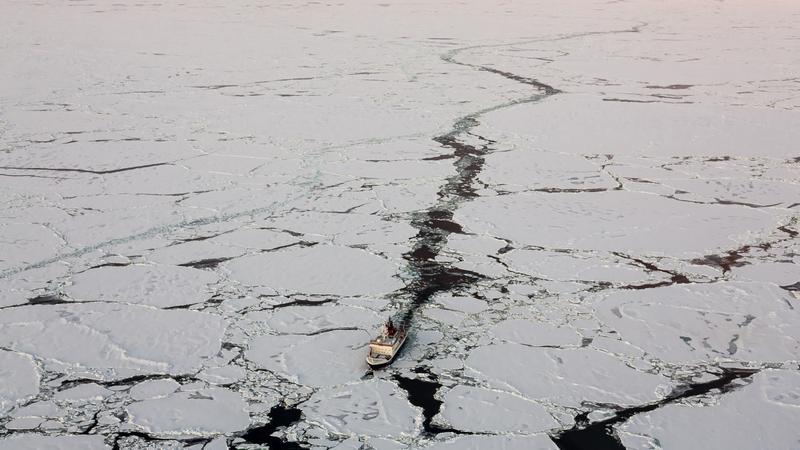   Das Forschungsschiff Polarstern in der zentralen Arktis. 