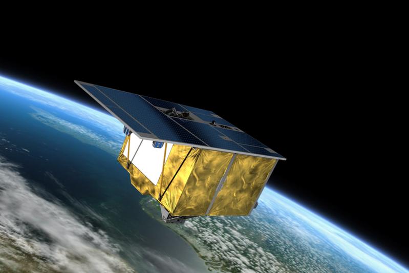 EnMAP Satellit fliegt um die Erde (Illustration)