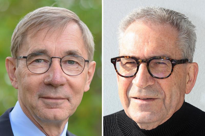 (links) Prof. Dr. Dr. h.c. mult. Thomas Krieg.  Ehrendoktorwürde der Medizinischen Fakultät für Dipl.-Kfm., Dipl.-Pol. Heinz Rüdiger Strehl.