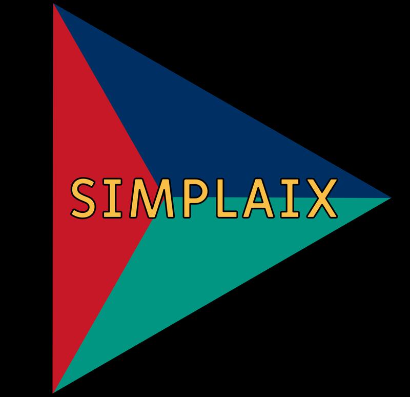 Das SIMPLAIX Logo, das mit der Farbgebung die drei Partner symbolisiert.