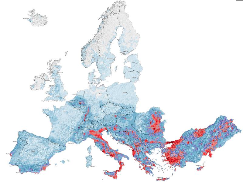 Erste europäische Erdbebenrisiko-Karte.