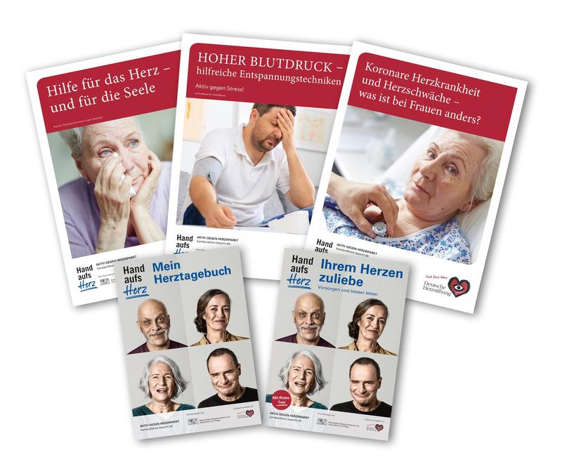 Kampagne „Hand aufs Herz – Aktiv gegen Herzinfarkt“: Info-Angebot aus gemeinsam von unabhängigen Herzspezialisten entwickelten Broschüren und einem Herzinfarkt-Risikorechner.