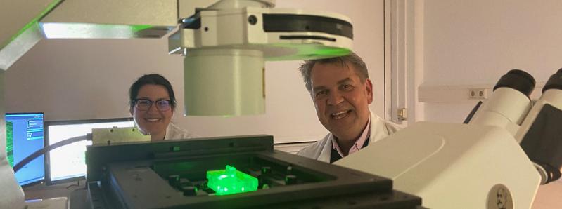 Der Marburger Zellforscher Sven Bogdan und seine Doktorandin Franziska Lehne nutzten hochauflösende Methoden der Fluoreszenzmikroskopie, um den Wundverschluss in der Haut der Fruchtfliege zu studieren.