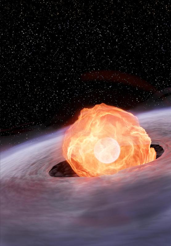 Illustration of an explosion on a White Dwarf