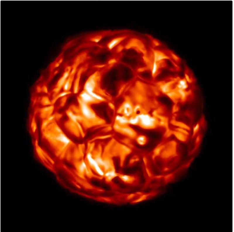 Simulated intensity map of a red supergiant star.