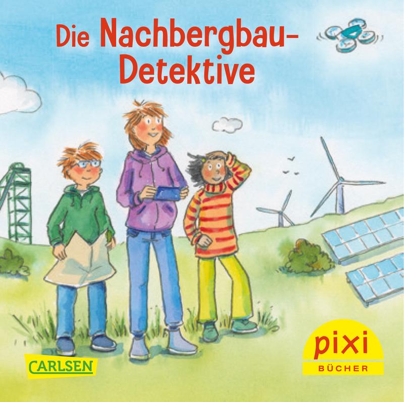 Unterwegs zwischen Halde und Fördergerüst: Im Pixi-Buch begeben sich die „Nachbergbau-Detektive“ Aurelia, Ruby und Peter auf die Spuren, die der Bergbau hinterlässt.