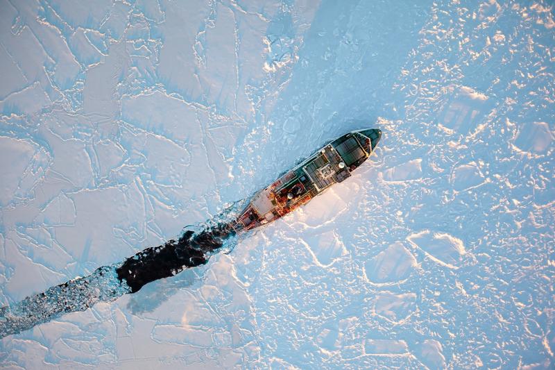 The German research vessel Polarstern in Antarctic sea ice