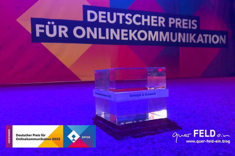 Der Deutsche Preis für Onlinekommunikation in der Kategorie Energie & Umwelt geht dieses Jahr an das querFELDein-Netzwerk.